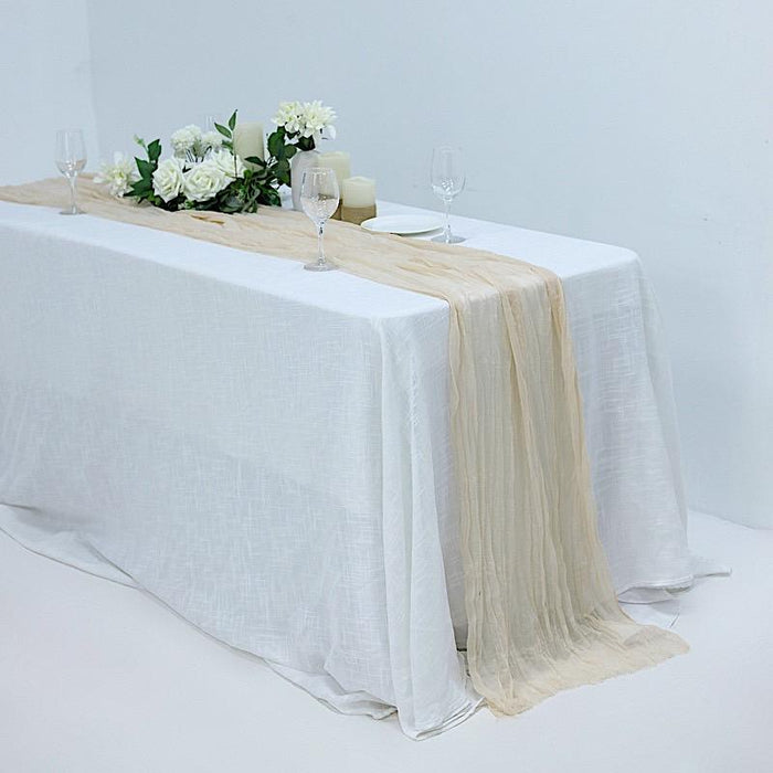 10 ft Cheesecloth Table Runner Cotton Wedding Linens - Cream RUN_CHES_CRM