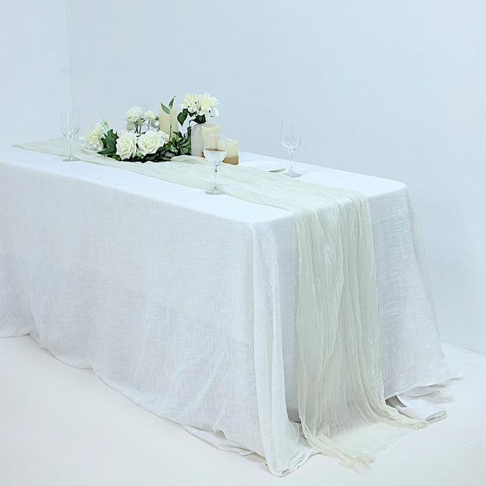 10 ft Cheesecloth Table Runner Cotton Wedding Linens - Ivory RUN_CHES_IVR