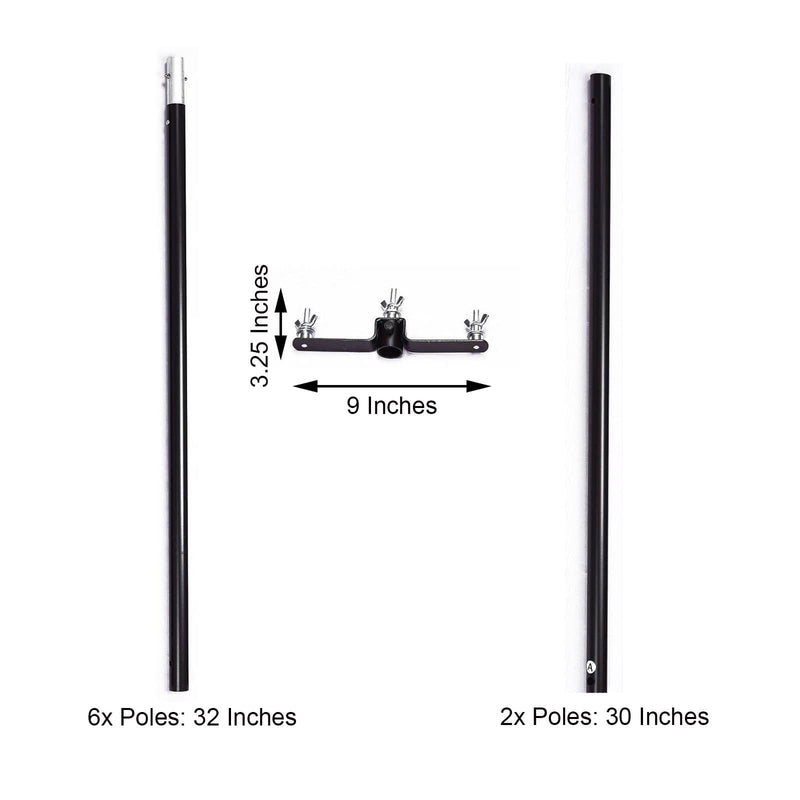 10 ft Double Cross Bars Mounting Hardware Photography Backdrop Stand Kit - Black BKDP_STND07_3