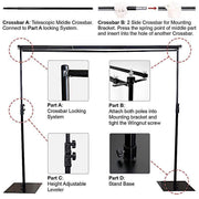 10 ft Dual Cross Bar Photography Backdrop Stand - Black BKDP_STND07_A
