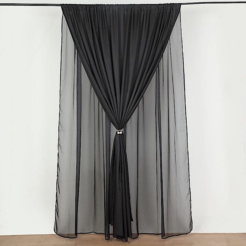 10 ft x 10 ft Polyester and Sheer Chiffon Dual Layer Backdrop Curtain with Rod Pockets