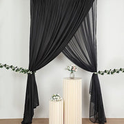 10 ft x 10 ft Polyester and Sheer Chiffon Dual Layer Backdrop Curtain with Rod Pockets