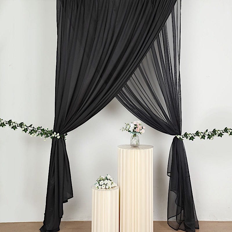 10 ft x 10 ft Polyester and Sheer Chiffon Dual Layer Backdrop Curtain with Rod Pockets