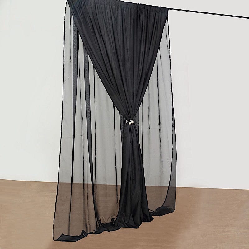 10 ft x 10 ft Polyester and Sheer Chiffon Dual Layer Backdrop Curtain with Rod Pockets