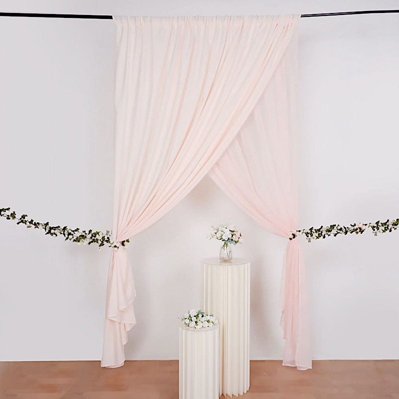 10 ft x 10 ft Polyester and Sheer Chiffon Dual Layer Backdrop Curtain with Rod Pockets