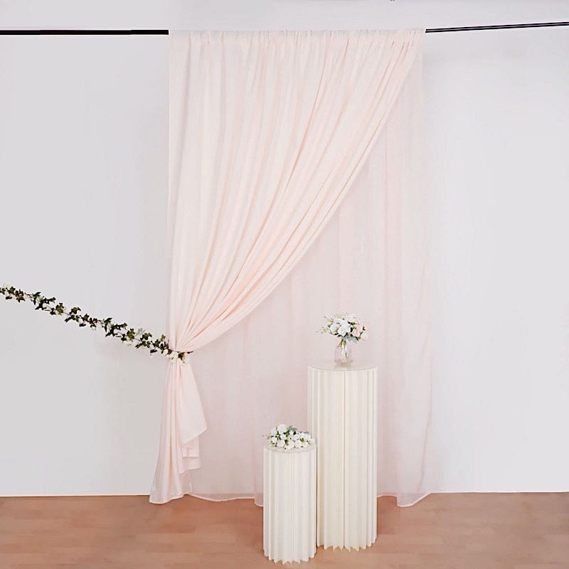 10 ft x 10 ft Polyester and Sheer Chiffon Dual Layer Backdrop Curtain with Rod Pockets