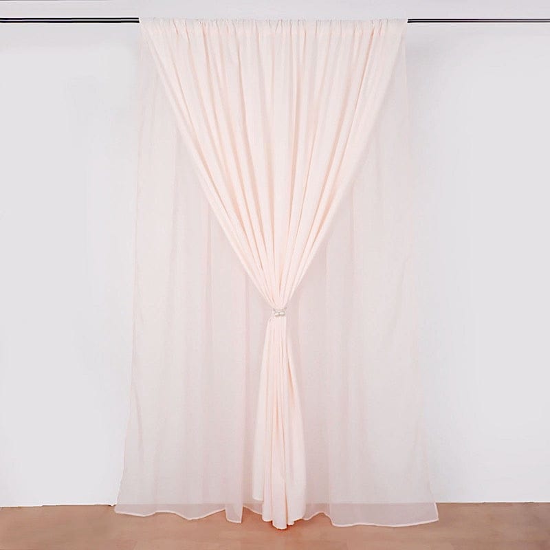 10 ft x 10 ft Polyester and Sheer Chiffon Dual Layer Backdrop Curtain with Rod Pockets