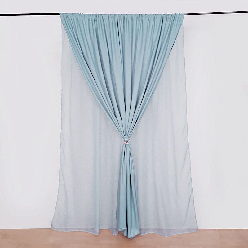 10 ft x 10 ft Polyester and Sheer Chiffon Dual Layer Backdrop Curtain with Rod Pockets