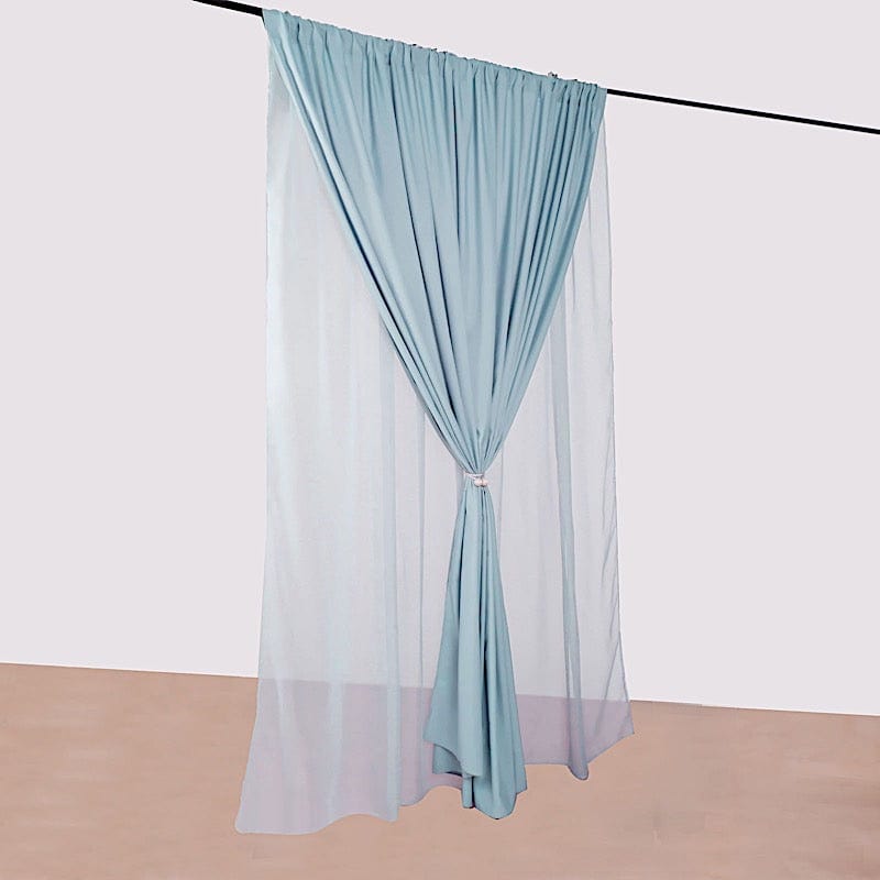 10 ft x 10 ft Polyester and Sheer Chiffon Dual Layer Backdrop Curtain with Rod Pockets