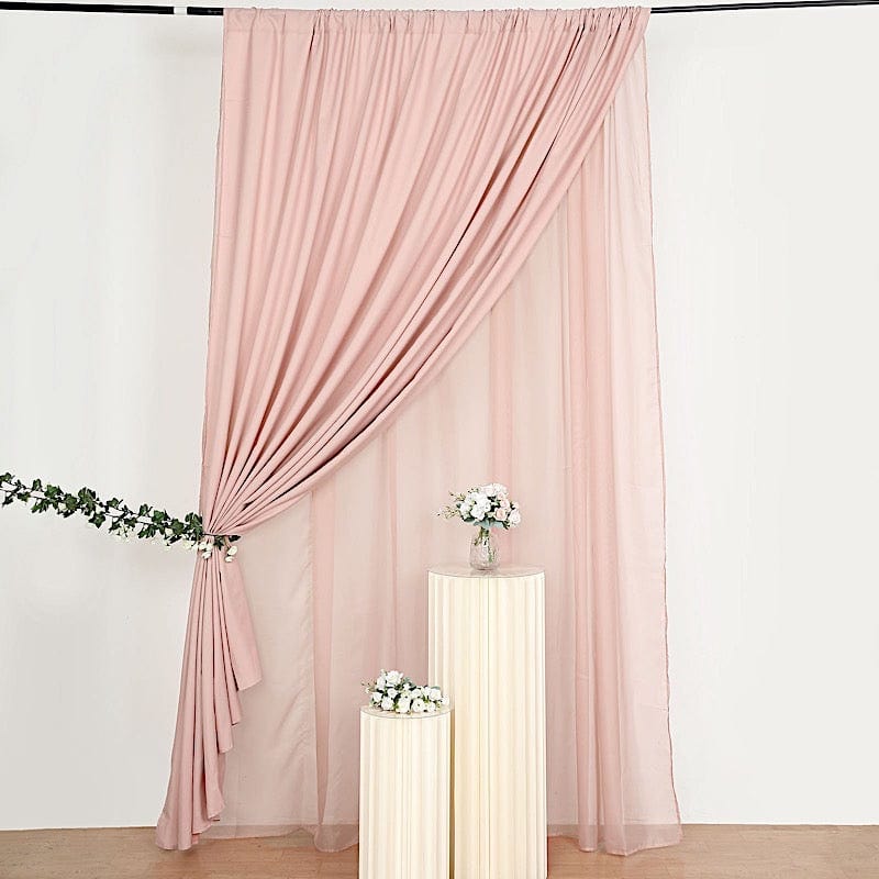 10 ft x 10 ft Polyester and Sheer Chiffon Dual Layer Backdrop Curtain with Rod Pockets