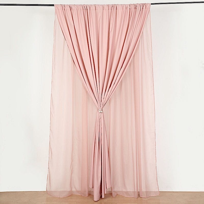 10 ft x 10 ft Polyester and Sheer Chiffon Dual Layer Backdrop Curtain with Rod Pockets