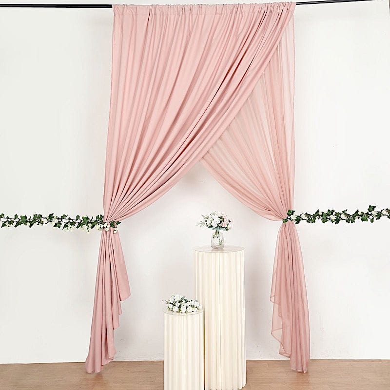 10 ft x 10 ft Polyester and Sheer Chiffon Dual Layer Backdrop Curtain with Rod Pockets