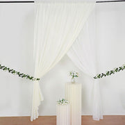 10 ft x 10 ft Polyester and Sheer Chiffon Dual Layer Backdrop Curtain with Rod Pockets