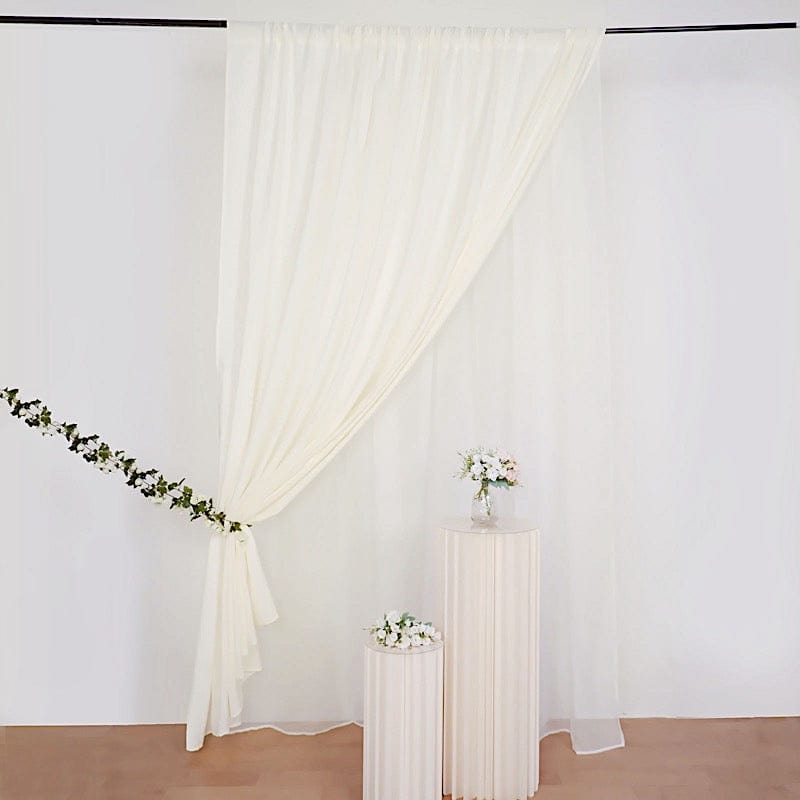 10 ft x 10 ft Polyester and Sheer Chiffon Dual Layer Backdrop Curtain with Rod Pockets