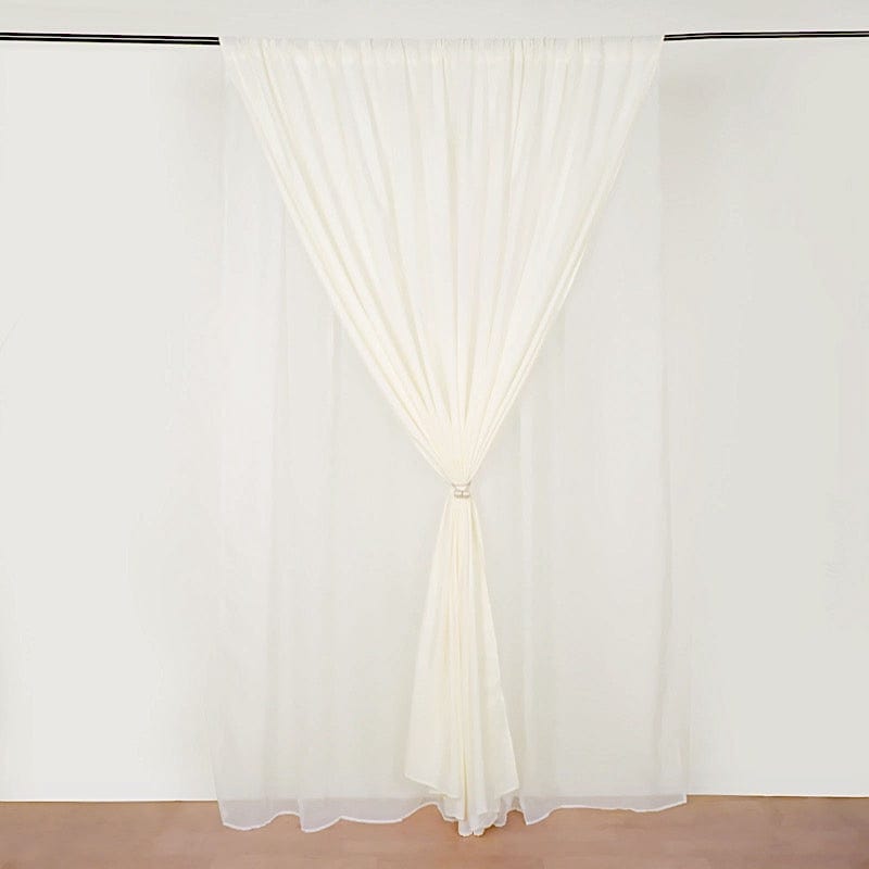 10 ft x 10 ft Polyester and Sheer Chiffon Dual Layer Backdrop Curtain with Rod Pockets