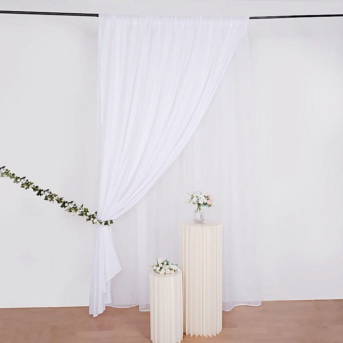 10 ft x 10 ft Polyester and Sheer Chiffon Dual Layer Backdrop Curtain with Rod Pockets