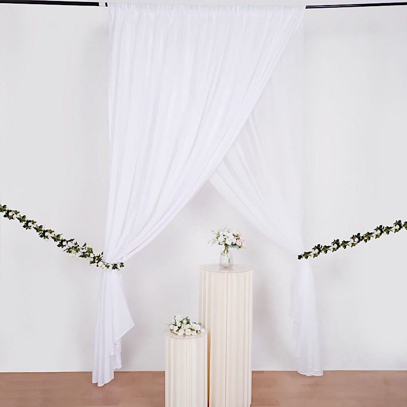 10 ft x 10 ft Polyester and Sheer Chiffon Dual Layer Backdrop Curtain with Rod Pockets