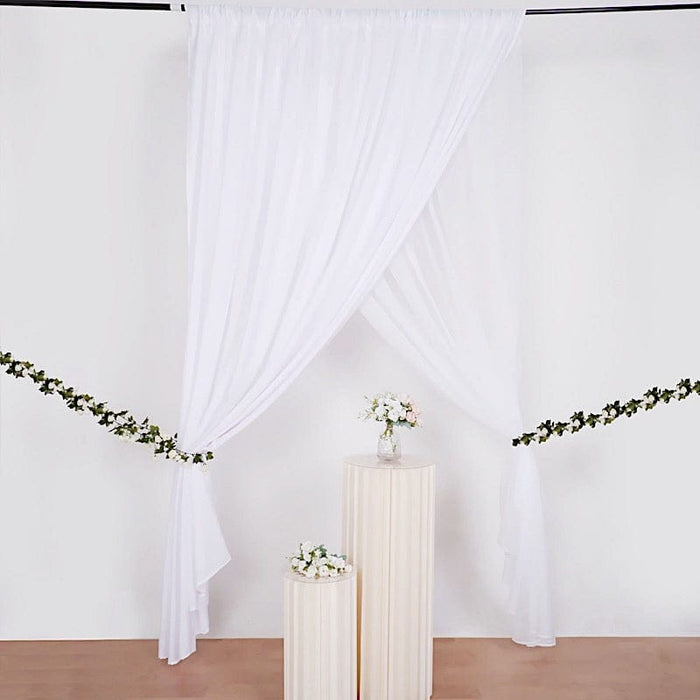 10 ft x 10 ft Polyester and Sheer Chiffon Dual Layer Backdrop Curtain with Rod Pockets