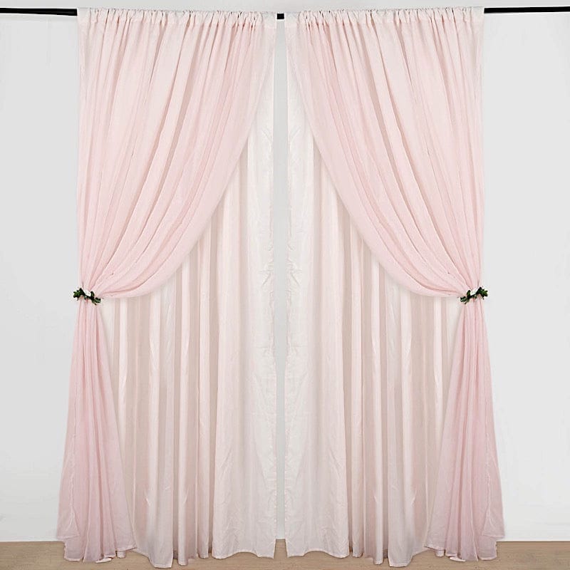 10 ft x 10 ft Polyester and Sheer Chiffon Dual Layer Backdrop Curtain with Rod Pockets