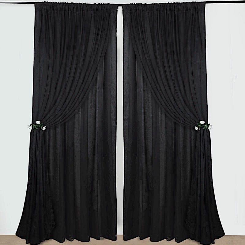 10 ft x 10 ft Polyester and Sheer Chiffon Dual Layer Backdrop Curtain with Rod Pockets
