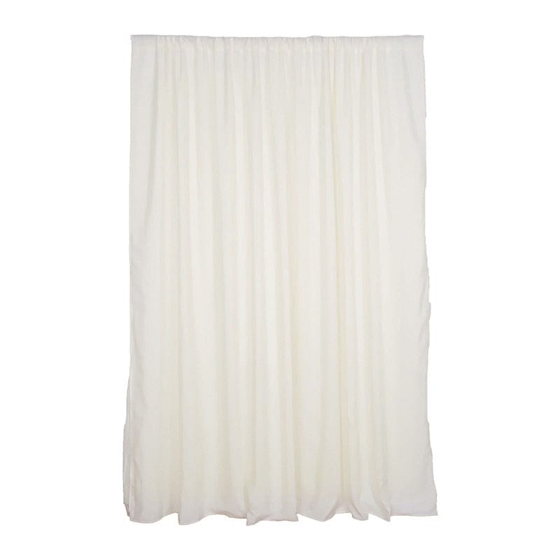 10 ft x 10 ft Polyester and Sheer Chiffon Dual Layer Backdrop Curtain with Rod Pockets BKDP300_10X10_IVR