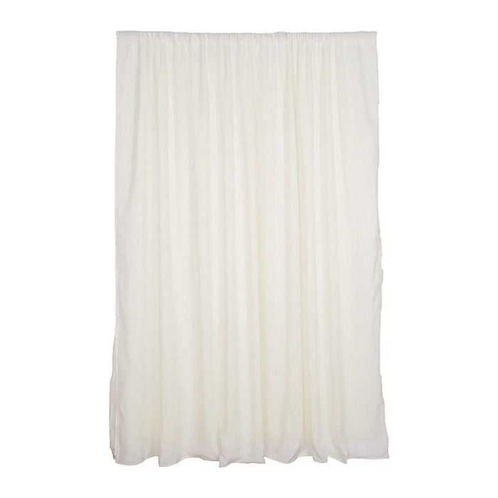 10 ft x 10 ft Polyester and Sheer Chiffon Dual Layer Backdrop Curtain with Rod Pockets BKDP300_10X10_IVR