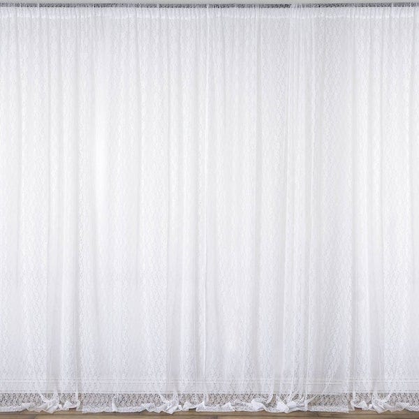 10 ft x 10 ft Sheer Lace Professional Backdrop Curtains Drapes Panels CUR_PANLACE_WHT