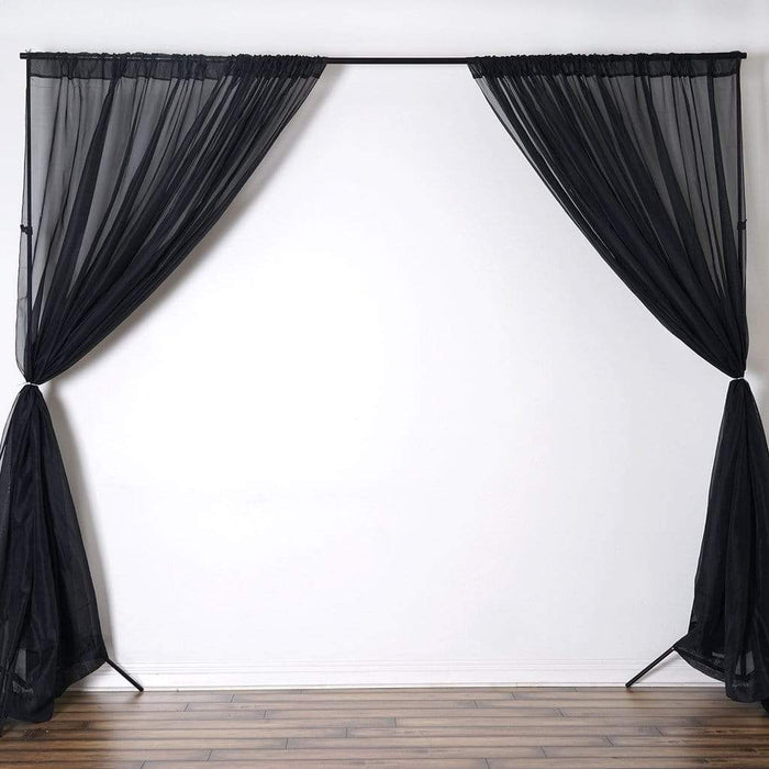 10 ft x 10 ft Sheer Voile Professional Backdrop Curtains Drapes Panels CUR_PANORGZ_BLK
