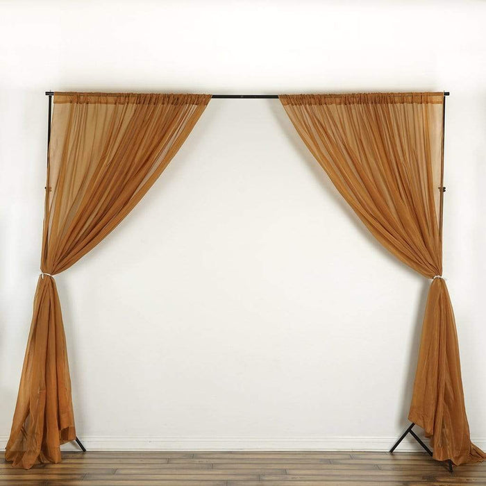 10 ft x 10 ft Sheer Voile Professional Backdrop Curtains Drapes Panels CUR_PANORGZ_GOLD