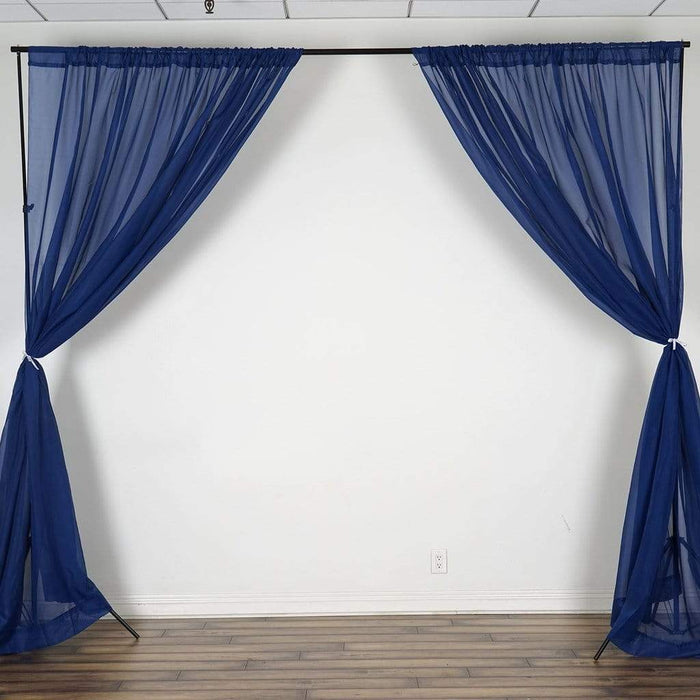 10 ft x 10 ft Sheer Voile Professional Backdrop Curtains Drapes Panels CUR_PANORGZ_NAVY