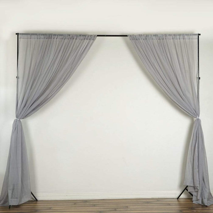 10 ft x 10 ft Sheer Voile Professional Backdrop Curtains Drapes Panels CUR_PANORGZ_SILV