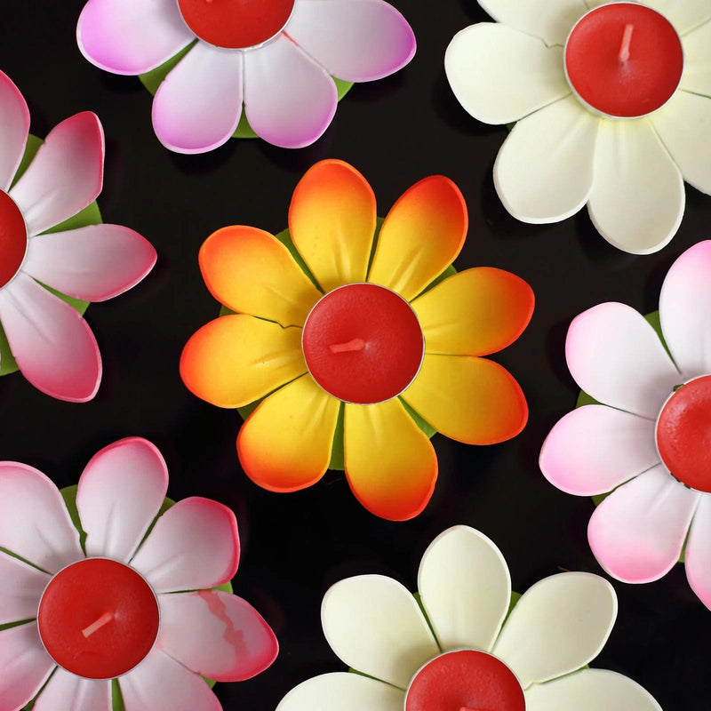 10 Lotus Flower 5" Assorted Colorful Tealight Floating Candles CAND_FLO002_5_ASST