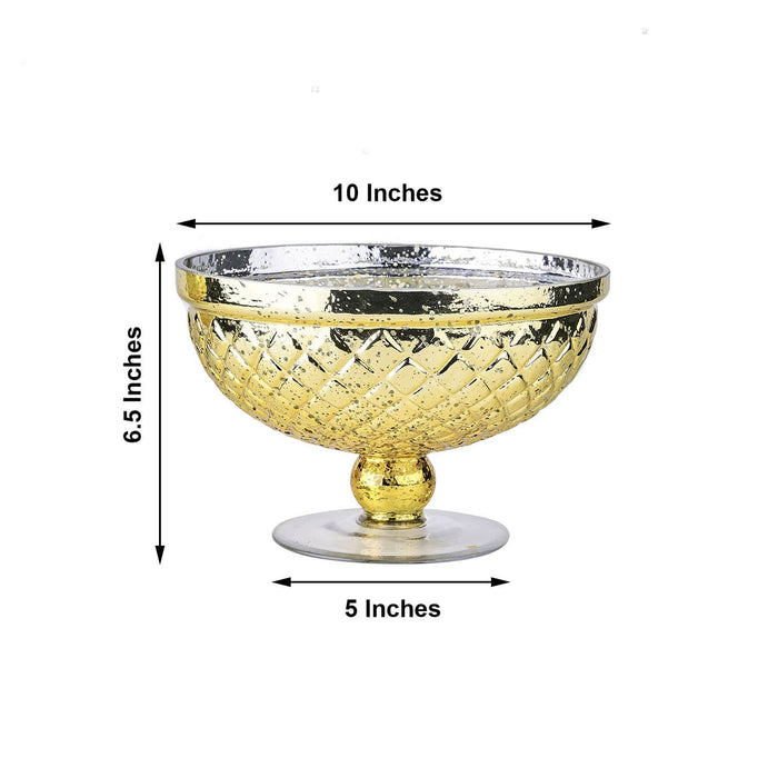 10" Mercury Glass Compote Vase Bowl Centerpiece - Gold VASE_PB001_10_GOLD