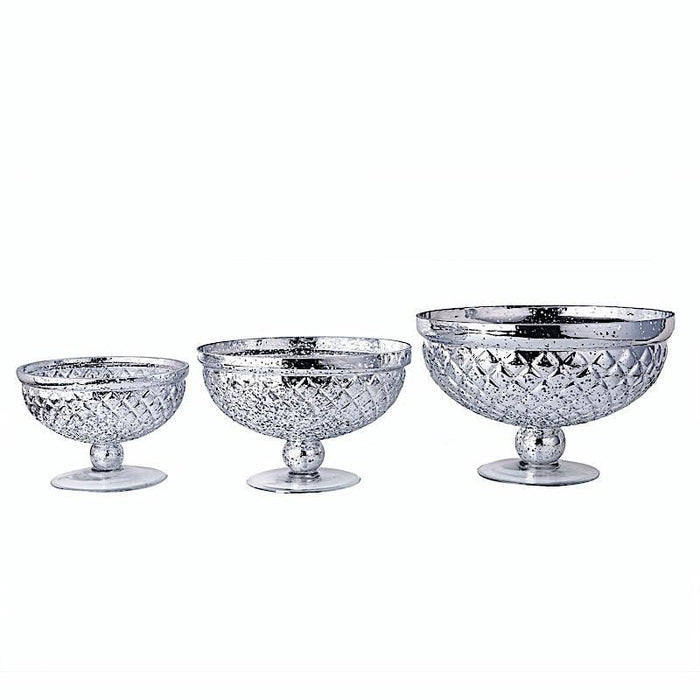 10" Mercury Glass Compote Vase Bowl Centerpiece