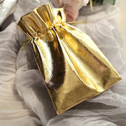 10 Metallic Lame Polyester Wedding Favor Bags with Drawstring