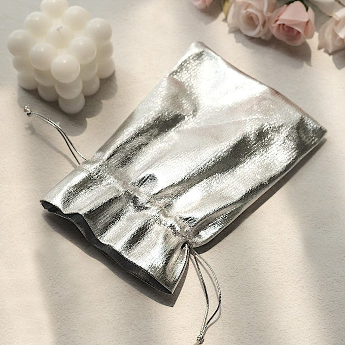 10 Metallic Lame Polyester Wedding Favor Bags with Drawstring
