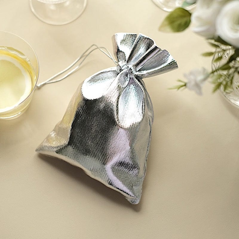 10 Metallic Lame Polyester Wedding Favor Bags with Drawstring
