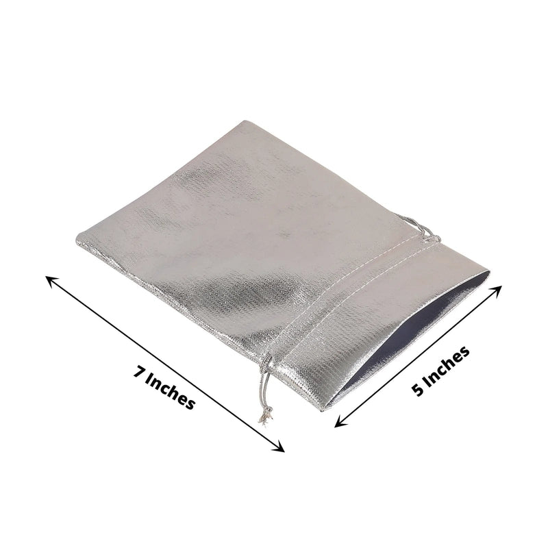 10 Metallic Lame Polyester Wedding Favor Bags with Drawstring