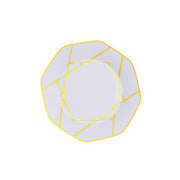 10 Octagon Plastic Salad and Dinner Plates with Gold Geometric Design - Disposable Tableware DSP_PLGO0001_10_WHGD