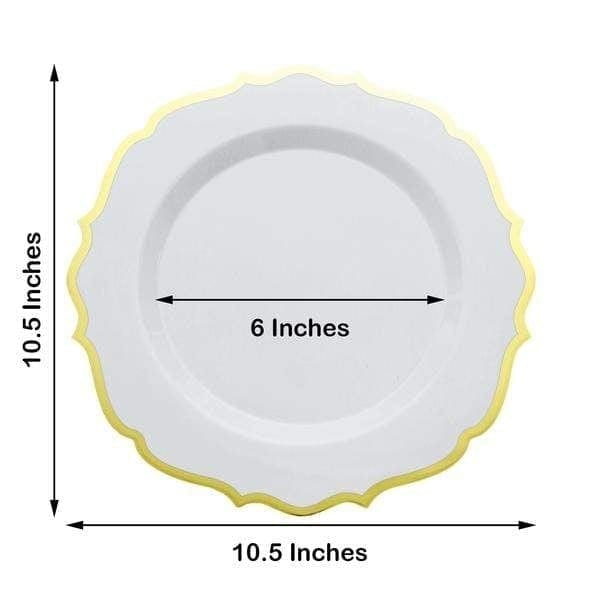 10 pcs 10" Plastic Dinner Plates With Scalloped Rim - Disposable Tableware