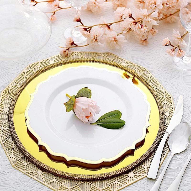 10 pcs 10" Plastic Dinner Plates With Scalloped Rim - Disposable Tableware