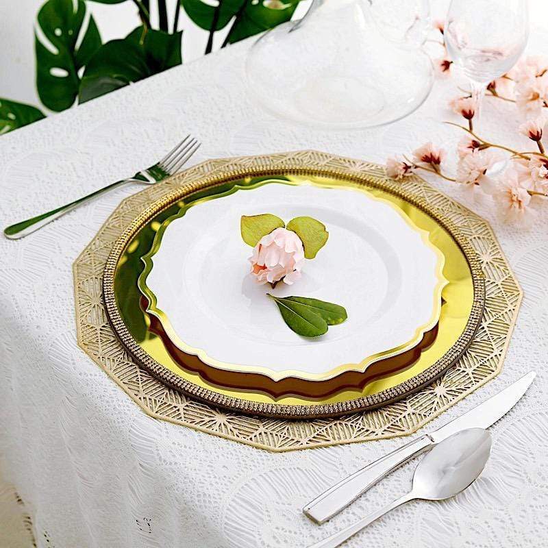 10 pcs 10" Plastic Dinner Plates With Scalloped Rim - Disposable Tableware