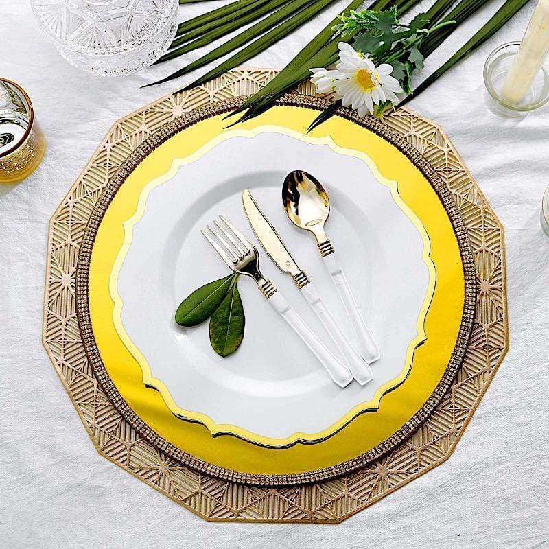 10 pcs 10" Plastic Dinner Plates With Scalloped Rim - Disposable Tableware