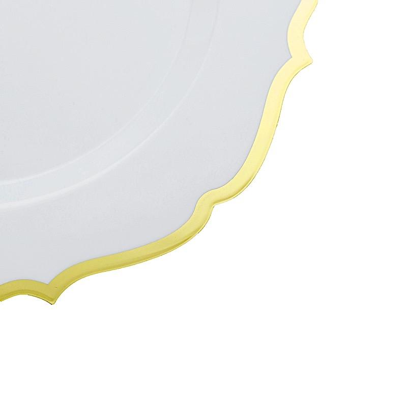 10 pcs 10" Plastic Dinner Plates With Scalloped Rim - Disposable Tableware