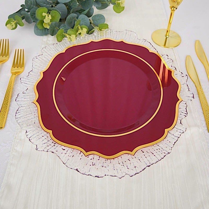 10 pcs 10" Plastic Dinner Plates With Scalloped Rim - Disposable Tableware