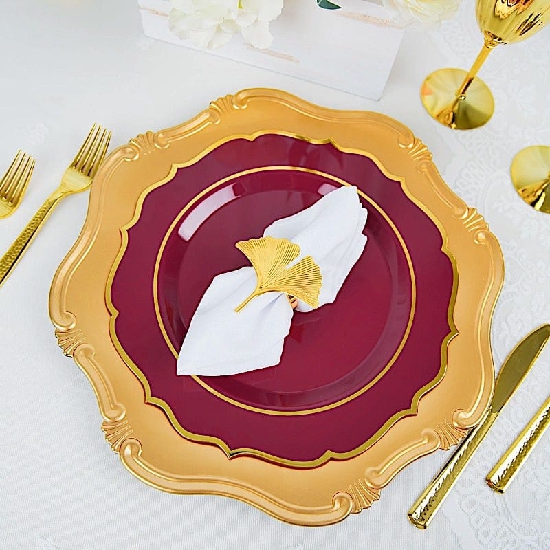 10 pcs 10" Plastic Dinner Plates With Scalloped Rim - Disposable Tableware