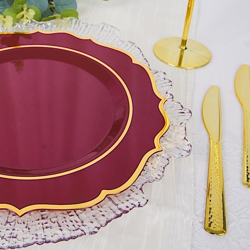 10 pcs 10" Plastic Dinner Plates With Scalloped Rim - Disposable Tableware