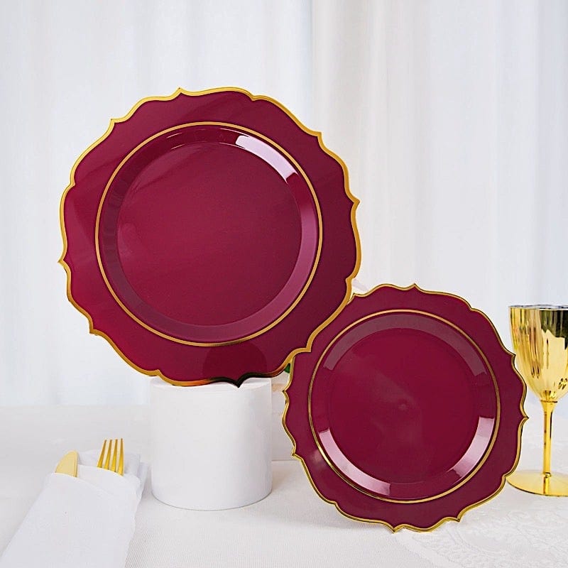 10 pcs 10" Plastic Dinner Plates With Scalloped Rim - Disposable Tableware