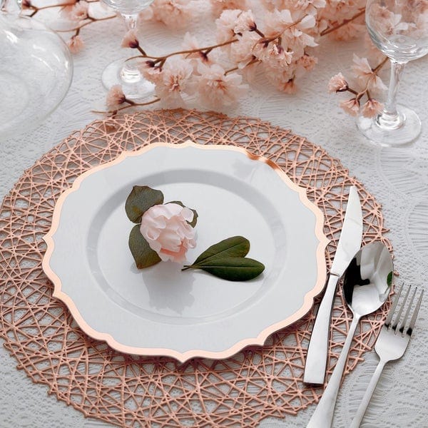 10 pcs 10" Plastic Dinner Plates With Scalloped Rim - Disposable Tableware