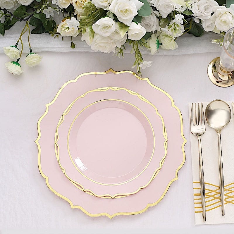 10 pcs 10" Plastic Dinner Plates With Scalloped Rim - Disposable Tableware